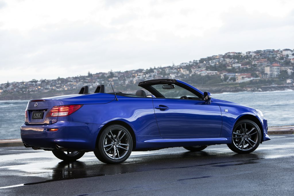 Lexus has given its IS250 C the F Sport treatment, including 10-spoke graphite-look 18-inch alloys, mesh grille and lower lip spoiler with F Sport fog lamps. Lexus has given its IS250 C the F Sport treatment, including 10-spoke graphite-look 18-inch alloys, mesh grille and lower lip spoiler with F Sport fog lamps.